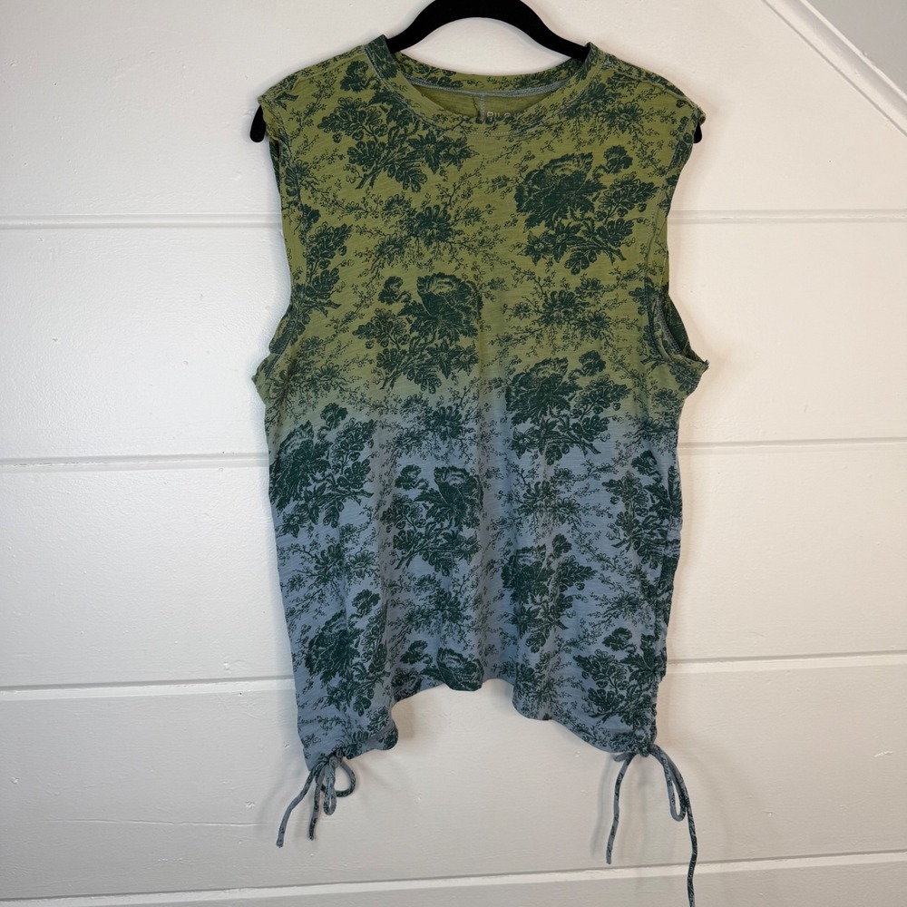 Anthropologie Pilcro Floral Tie Dye Print Cinch Drawstring Side Tank Top LARGE - Picture 10 of 12